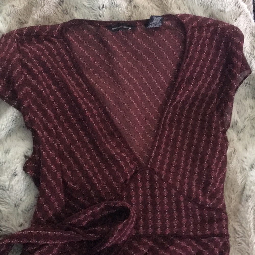 NY and company tie back blouse sheer